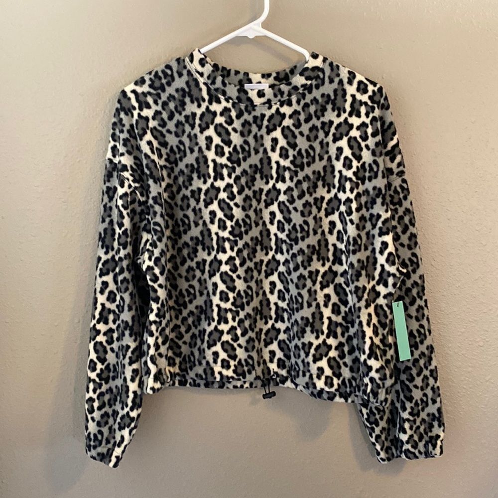 ABOUND - fleece leopard print long sleeve top - NWT